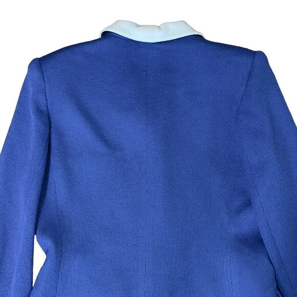 Oleg Cassini Vintage 80’s Royal Blue White Collar Skirt Set Size 10 - Picture 5 of 14